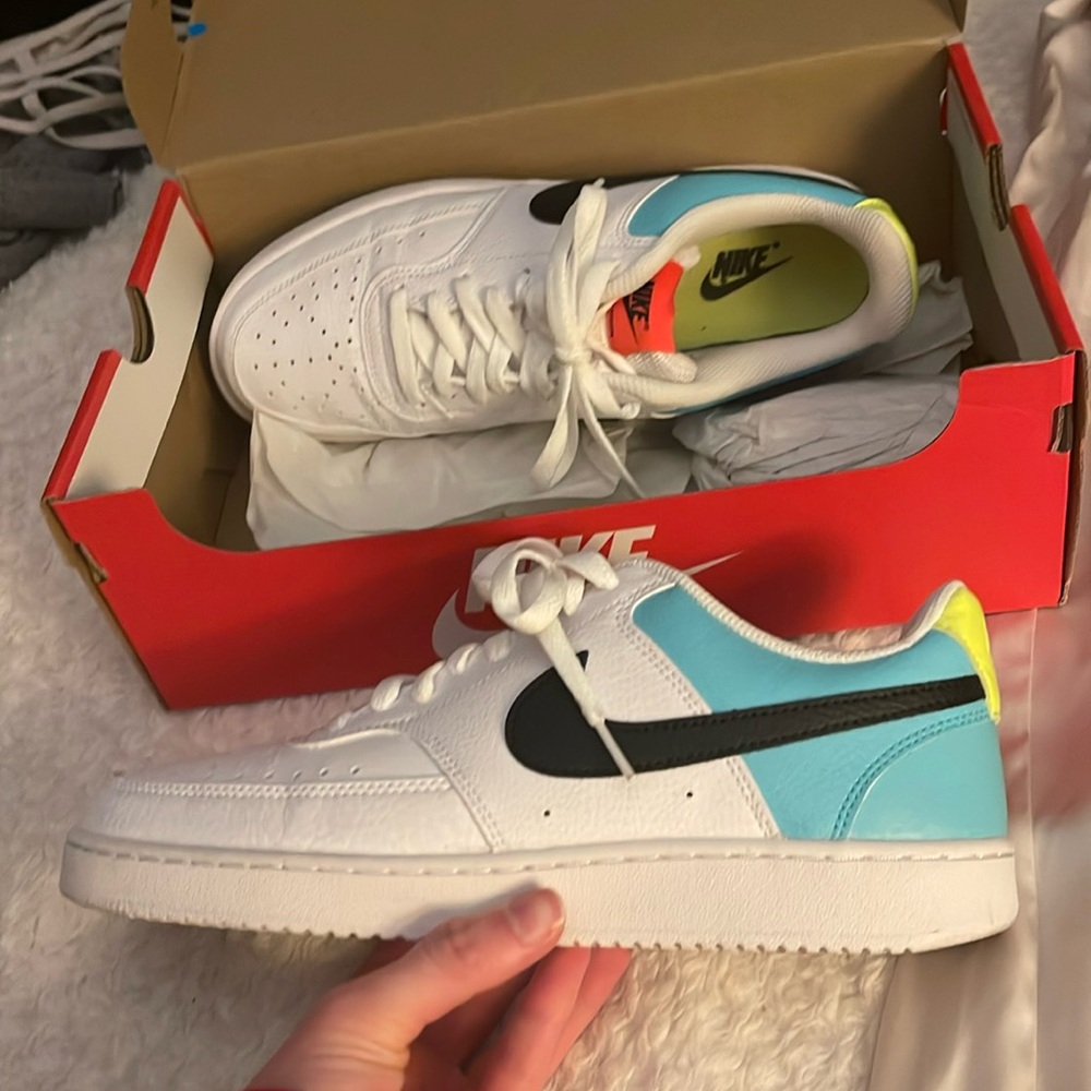 Women’s size 10 Nike court vision Low Aurora Green Volt